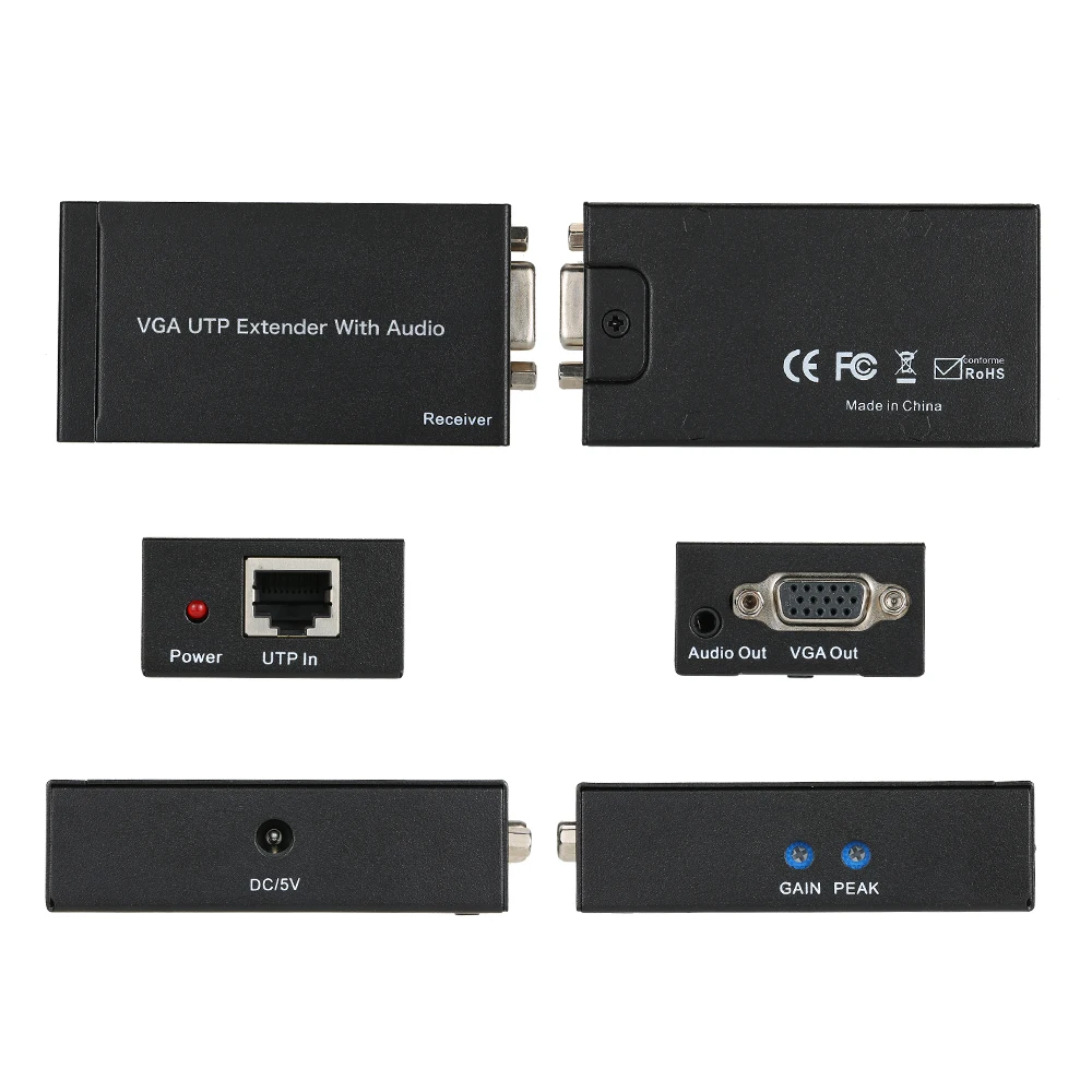 300 м VGA UTP удлинитель 1x1 сплиттер 1080P с аудио через Cat5/5e/6 RJ45 Ethernet-Кабель совместимый