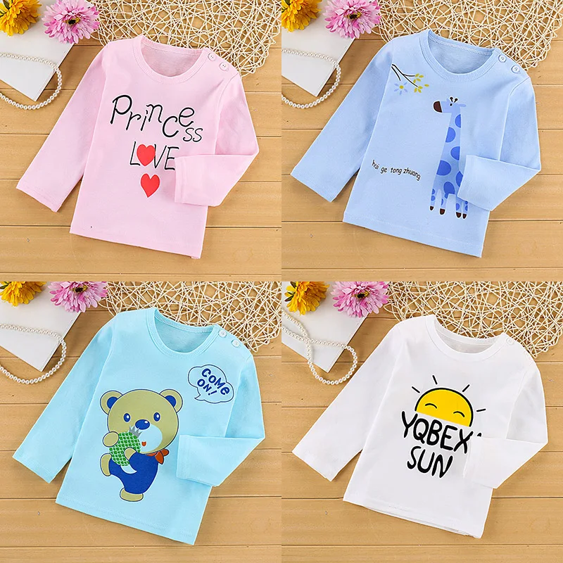 

Детские футболки для девочек и мальчиков, футболка, футболка с длинным рукавом для малышей, топы с мультяшным рисунком, забавные детские топ...