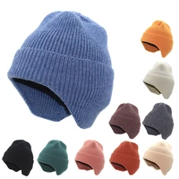 men women autumn winter ear proection knitted hat warm windproof knitted hat with ear protection