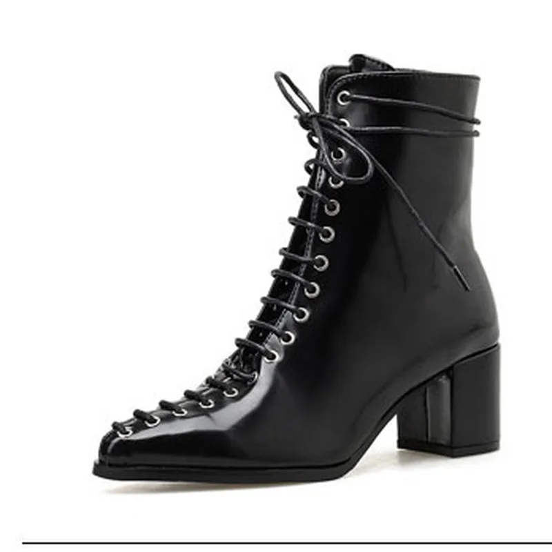 Леопардовые женские ботинки с острым носком на шнуровке из искусственной кожи