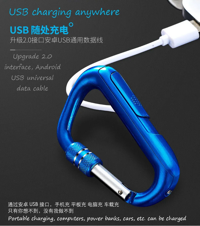 Креативная зажигалка с перезаряжаемым сердечником наружная карабином для