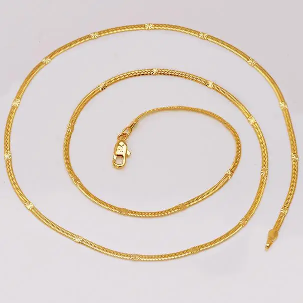 24k gold plated MxGxFam(50 см x 2 мм) 20 дюймов тиснение маленькая змея ожерелья для мужчин женщин 24 k цвет чистого золота модные ювелирные изделия без никеля - Окраска металла: 24k gold plated