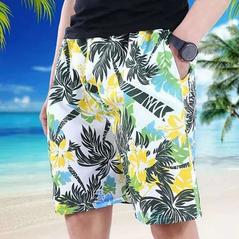 

2022 New Men's Summer Beach Shorts Leisure Five-point Pants Male Casual Running Shorts Coconut Tree Print Shorts Plus Size