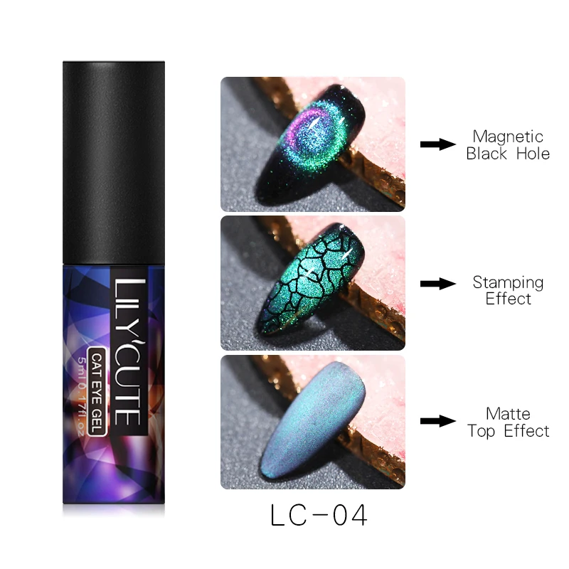 LC04 LILYCUTE 9D Galaxy кошачий глаз Магнитный Гель-лак для ногтей Auroras ногтей матовый градиентный стойкий замачиваемый УФ-Гель-лак - Цвет: LC04