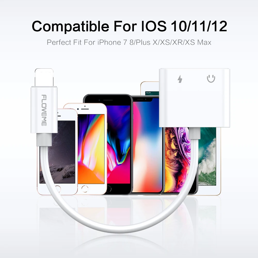 FLOVEME 2 в 1 адаптер для iPhone X XR XS MAX 7 8 Apple до 3 5 мм аудио зарядка сплиттер конвертер