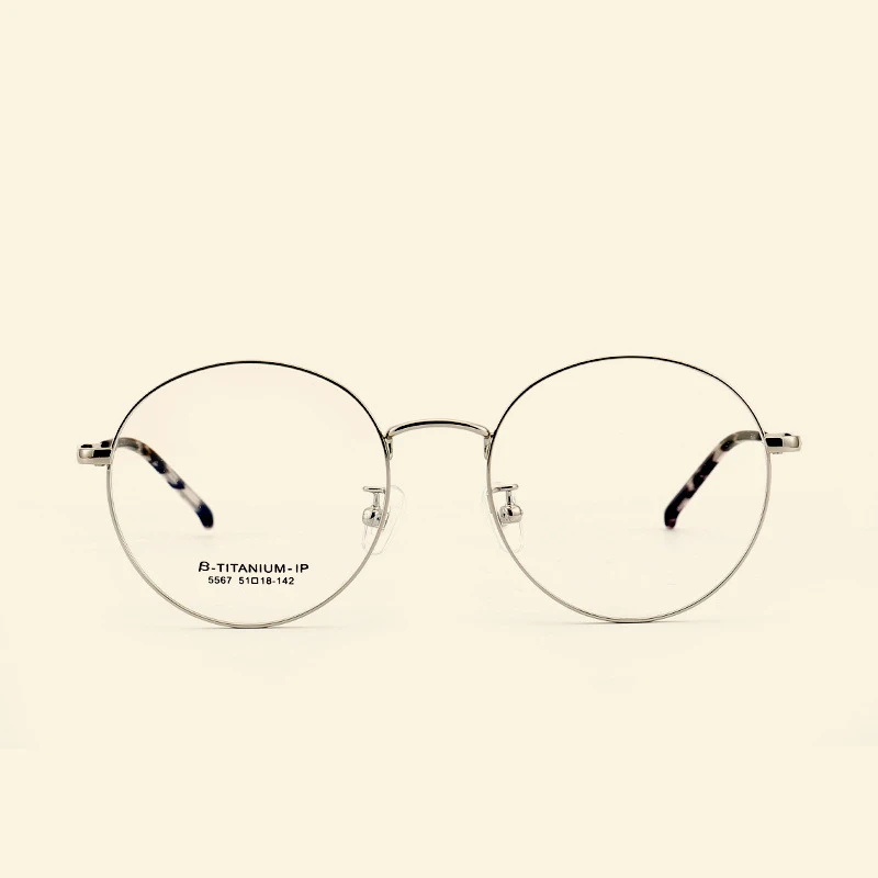 Титановая большая оправа круглая Ультралегкая для очков 9g полутитановая Ретро