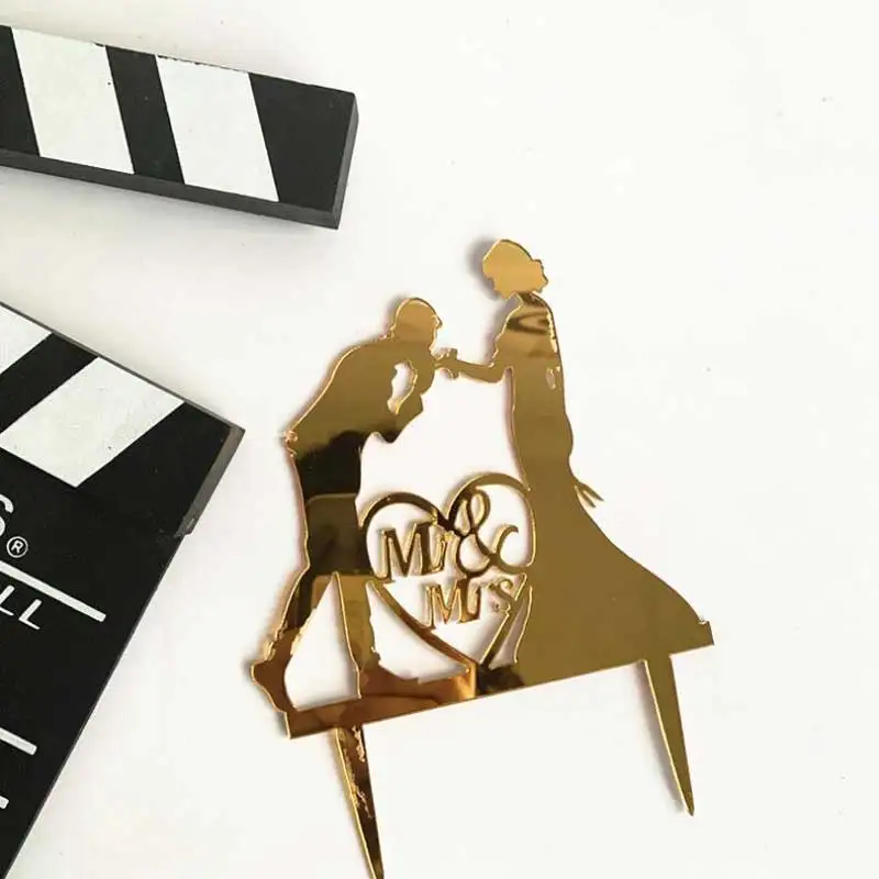 picture show 03 Топпер для свадебного торта, жениха, невесты, Mr Mrs, свадебные украшения, акриловый, черный, золотой цвет, топперы для торта, вечерние принадлежности, подарки для взрослых - Цвет: picture show 03