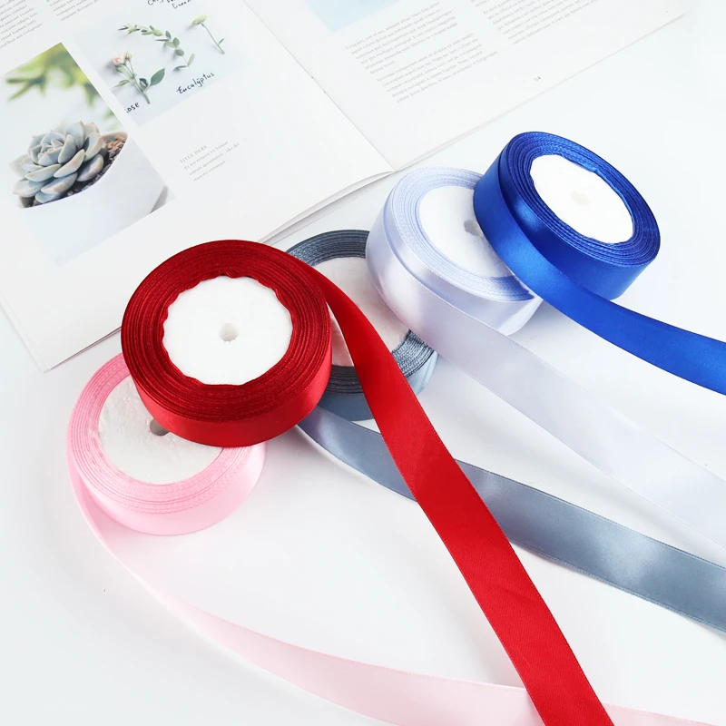 Шелковые атласные ленты 25 мм сделай сам белого синего фиолетового зеленого