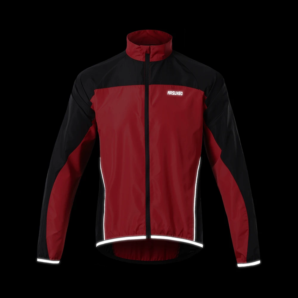 ARSUXEO Men's Cycling Windbreaker Windproof Cycling Jacket MTB Mountain Bike Jersey Bicycle Rain Coat Reflective 016