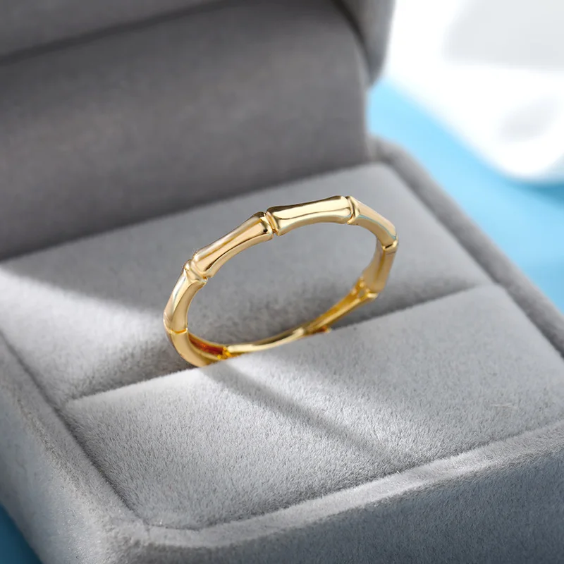 

Bamboo Shape Rings For Women Stainless Steel Engagement Wedding Ring Adjustable Open Cuff Vintage Jewelry Anillos