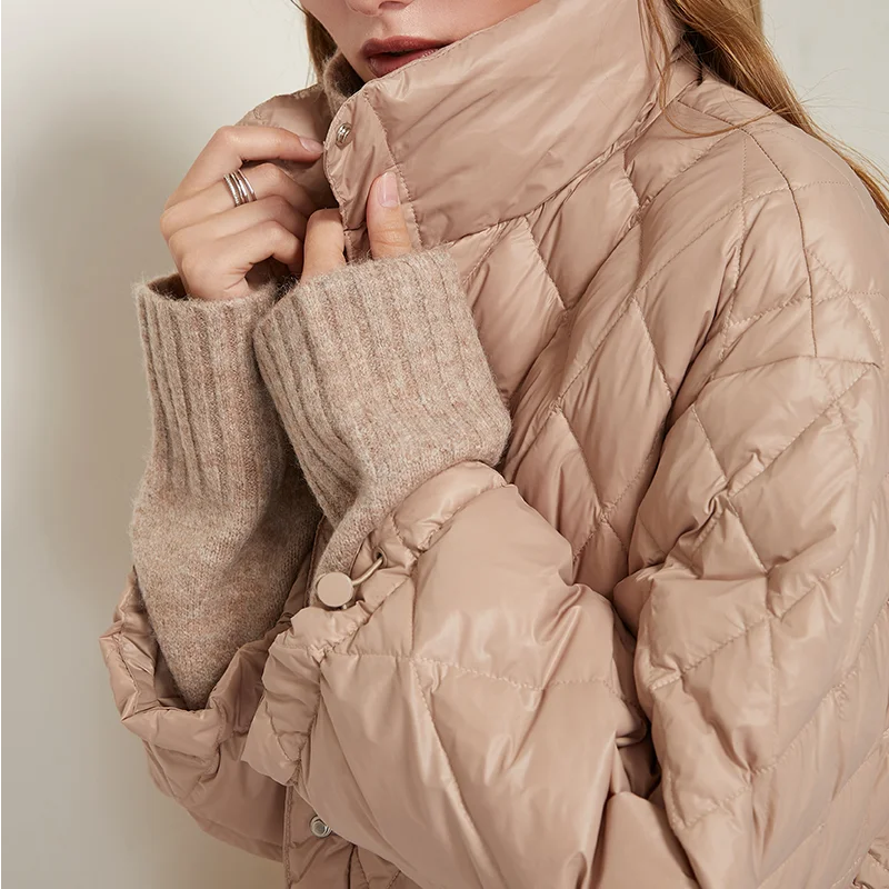 

Женский однотонный пуховик с карманами, однобортное плотное теплое пальто на белом утином пуху с длинным рукавом, зима 2021