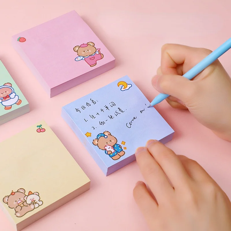 

Cartoon Bear Convenient Stickers Student Ins Message Note Book Learning Office Can Stick Note Paper N Times Stickers 80 Sheets