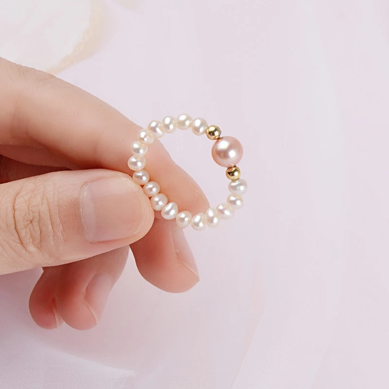 Женское кольцо с натуральным пресноводным жемчугом ASHIQI ювелирное изделие двумя