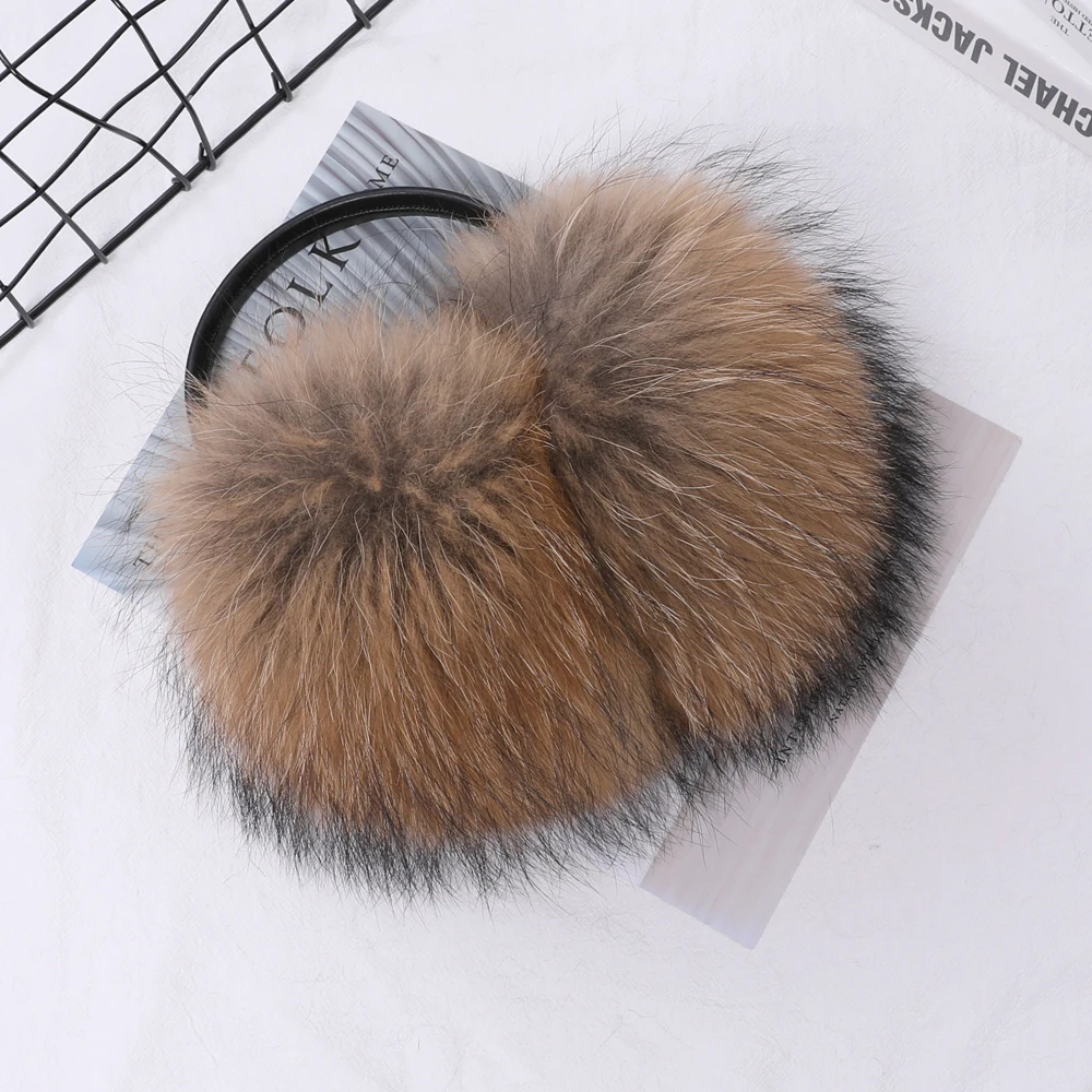 

Real Fox Raccoon Fur Hang Ear Cover Warm Winter Earmuffs Headwear Ear Muffs Earmuffs Cold Ear Warmer Ear Protection