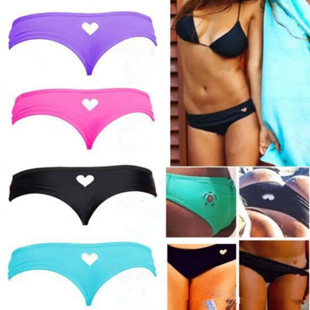 Sexy Strechy Womens Girls Bottom Bikini Heart Cut Swimwear Beachwear Briefs Intimates And Panties Polyamide Spandex 2018 New | Женская