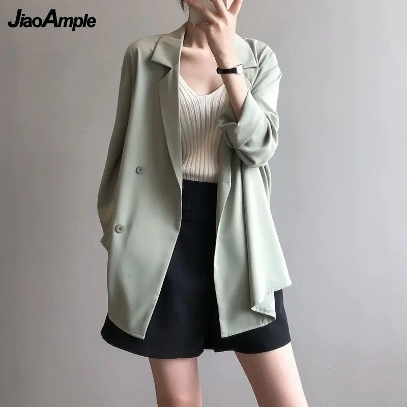 

Women's Jacket Outerwear Autumn 2021 New Loose Chiffon Suit Coat France Vintage Elegant Thin Top Blazers Female Casual Clothing