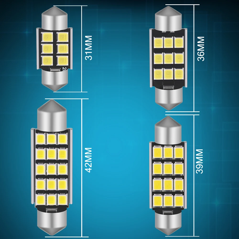 

4X High quality LED 31mm 36mm 39mm 41mm C5W Festoon Car Interior Dome Map Reading Light LED Bulbs 2835SMD CANBUS white 6000K