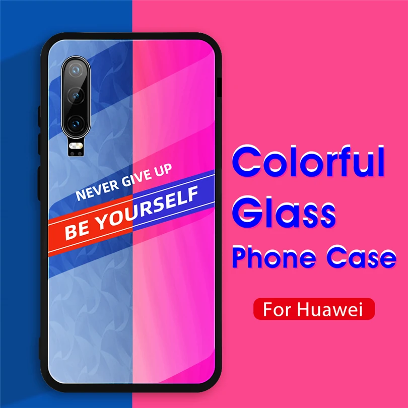 For Huawei P20 P30 Lite Pro Luxury Cool Hybrid Gradient Tempered Glass Phone Case Skin P Smart Z 2019 |