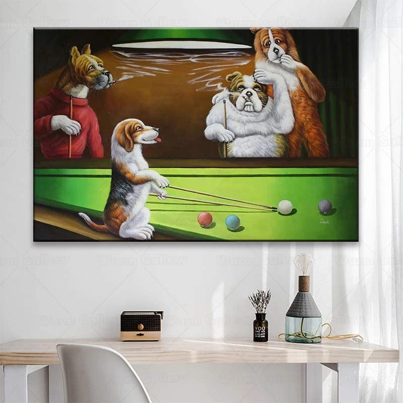 Настенная Картина на холсте с изображением собак играющих в бассейн | Дом и сад
