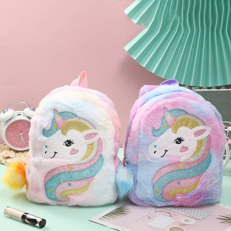 Kid Toy Doll Backpack in Kindergarten Girl Plush Mini Unicorn School Backpack Cartoon Children Bag Primary Kids Gift Book Bag