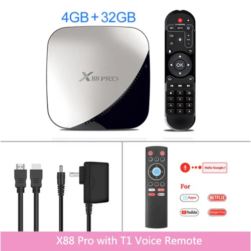 4GB32GB T1 Voice RC X88 PRO tv Box Android 9,0 4 Гб ram 128 Гб 64 ГБ 32 ГБ Google Voice Assistant RK3318 четырехъядерный Wifi 4K X88PRO 2 Гб 16 Гб телеприставка - Цвет: 4GB32GB T1 Voice RC