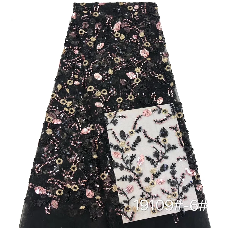 

Nigerian Lace Fabric 2020 High Quality Sequins Lace Fabric Embroidered Tulle Net African Lace Fabric 5 Yards