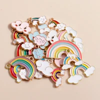 10pcs mix enamel cute rainbow cloud charms pendants for diy making bracelet necklace crafting drop earrings jewelry accessories