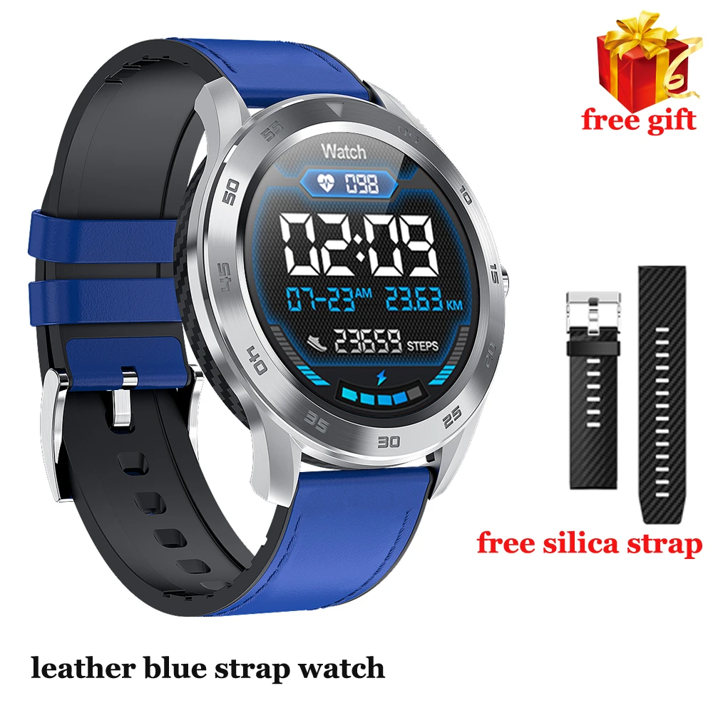 leathe blue DT98 мужские умные часы IP68 Smartwatch ECG фитнес-трекер для измерения сердечного ритма полный сенсорный бизнес умные часы Bluetooth Вызов наручные часы - Цвет: leathe blue