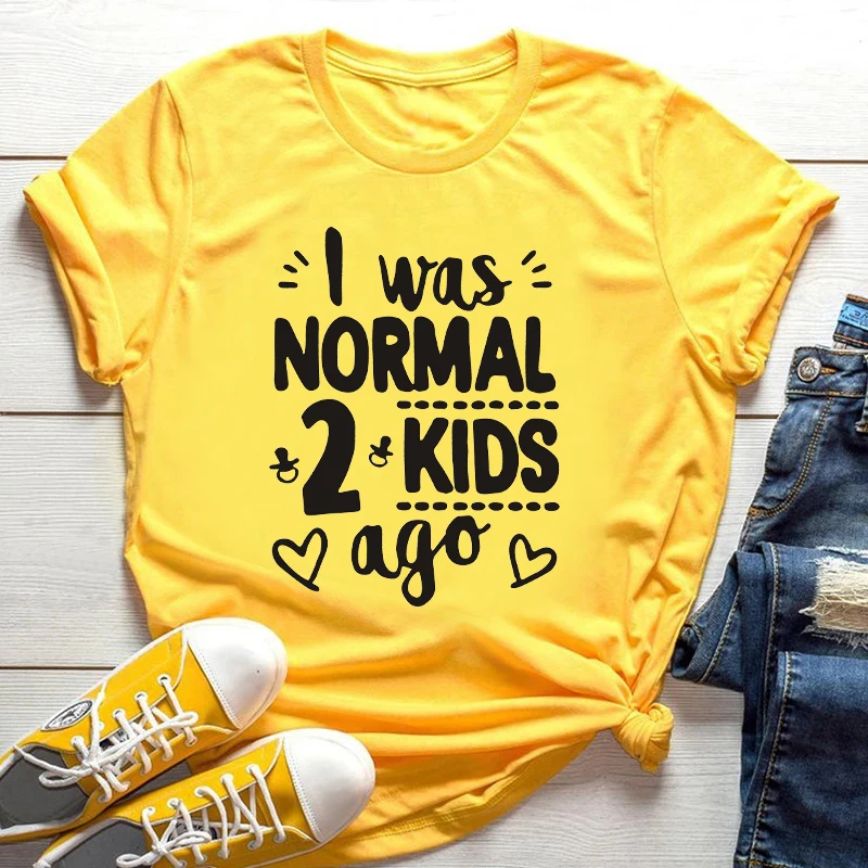

Female Summer Fashion Short Sleeve Pink Tshirts I Was Normal 3 Kids Ago Letters Printed Women T-shirt Girls Casual Tops