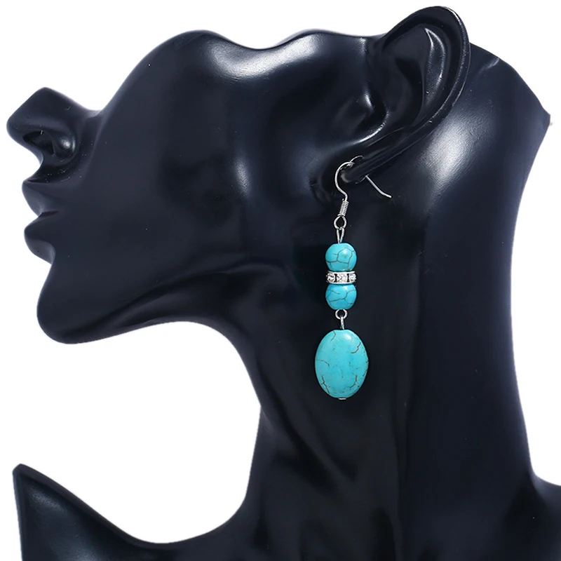 Модные ювелирные изделия серьги из синего камня 3 слоя простой круглый камень