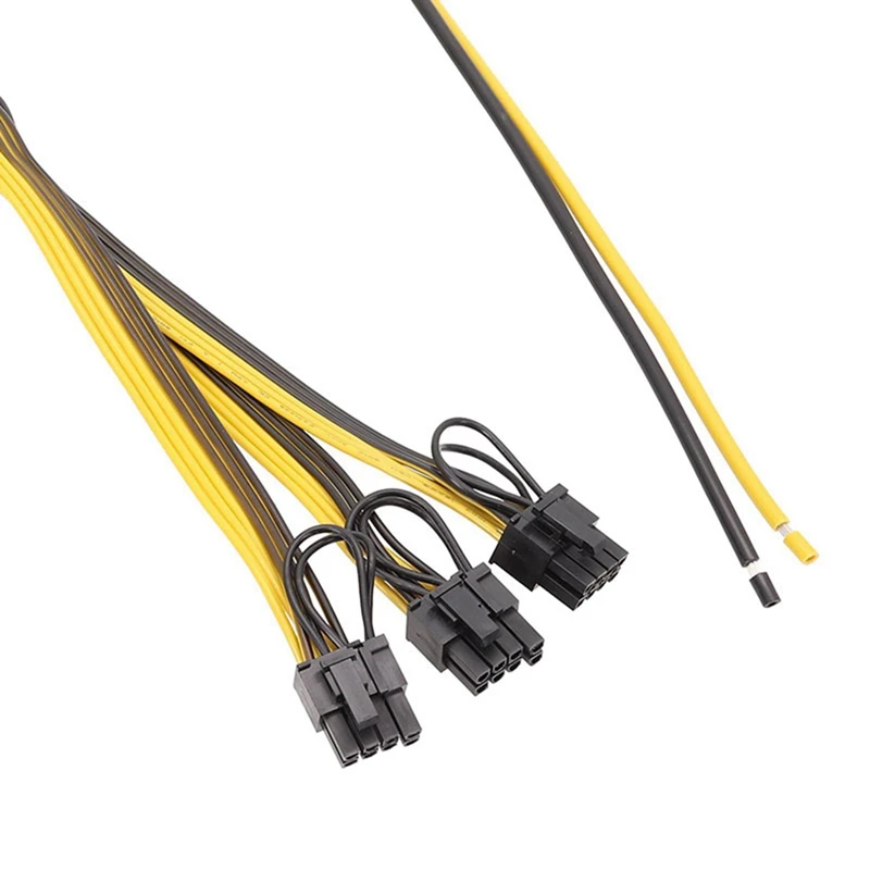 

Power Supply Cable 6+2 Pin Card Line 1 to 3 6Pin +2Pin Adapter Cable 12AWG+18AWG Splitter Wire for Miner Mining BTC