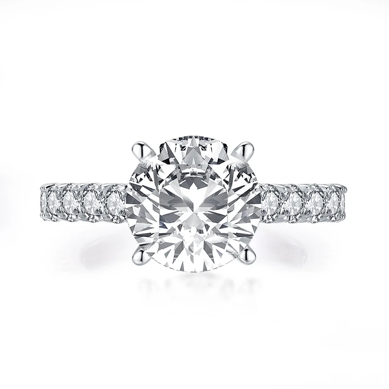 AINUOSHI, модные, 925 пробы, серебряные, 10 мм, большой ореол, круглая огранка, обручальное кольцо, имитация бриллианта, свадебные, 3.5ct, свадебные ювелирные кольца