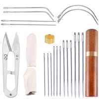 lmdz 26pcs leather sewing kit with wax thread and leather needles thimble scissor finger cot for leather repair leather tools