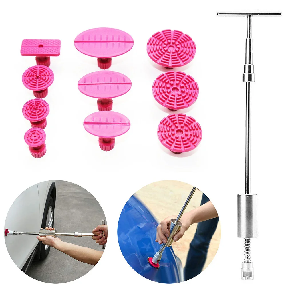 vender Carro Paintless Dent Repair Extrator Kit Carro Dent Slide Martelo T-bar Ferramenta Com 10pc Remoção Dent Puxando Tabs Para O Corpo Do Carro Removedor
