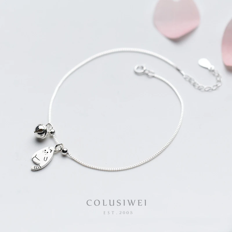 

Colusiwei Genuine 925 Sterling Silver Cat And Bell Link Chain Bracelets & Bangles for Women Authentic Silver Jewelry Gift