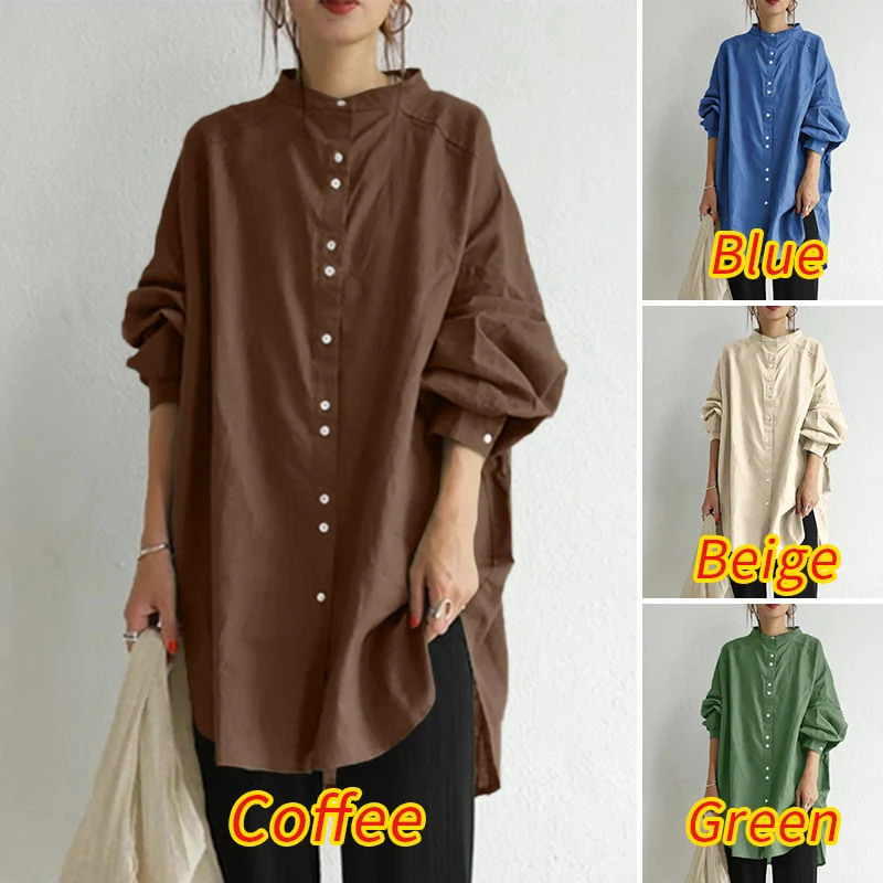 

Casual Office Long Sleeve Blsuas ZANZEA 2021 Women's Irregular Blouse Fashion Shirts Female Button Tunic Chemise Oversized Tops
