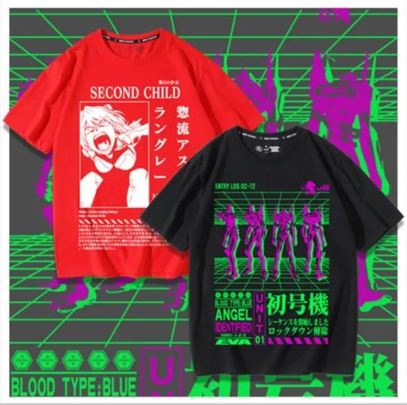 Повседневная футболка для мужчин и женщин EVA Unit 01 Second Child Asuka Langley Soryu с принтом