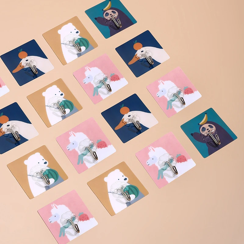 

1pcs Cartoon Animal Seamless Sticky Hook Wall Hook Home Decoration Cute Hook Refrigerator Coat Hanger Key Chain Storage Hook