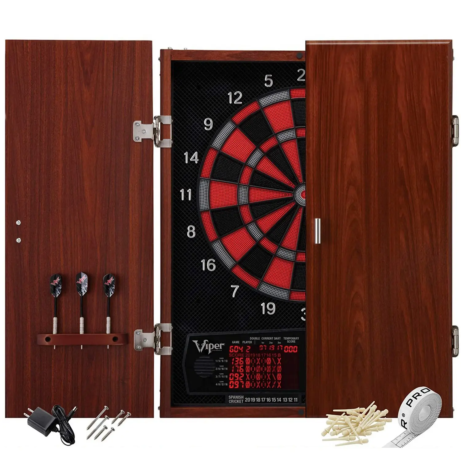 

Viper Neptune Electronic Dartboard Cabinet Combo Pro Size Over 55 Games Large Auto-Scoring LCD Cricket Display Extended Dart