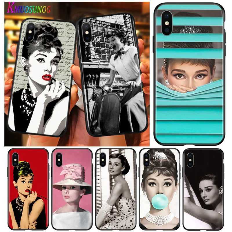 

Bright Black Cover Audrey Hepburn For iPhone 2020 11 Pro XS Max XR X 8 7 6 6S Plus 5 Phone Case