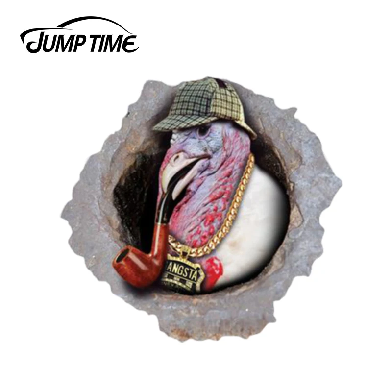 Jump Time 13см x 12,2см Гангстерская индейка-перепелка стикер оклеенный декаль дикого животного смешные стикеры для автомобиля на окна и бамперы 3D Стилинг.