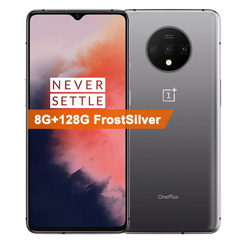 Мобильный телефон OnePlus 7T с глобальной прошивкой, 6,55 дюймов, 90 ГГц, 8 ГБ ОЗУ, 128 ПЗУ, Snapdragon 855 Plus, 48MP, 2X зум-камера, NFC, игровой телефон - Цвет: 7T 8G 128G Silver