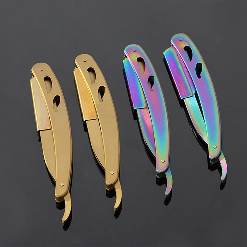 1 комплект Цветные Титановые мужские прямые бритвы складной нож для бритья