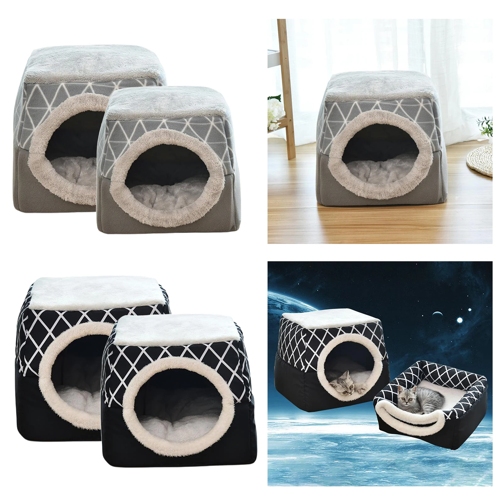

Cat and Small Dog Bed for Indoor Anti-Slip Bottom Durable Fabric Luxury Covered