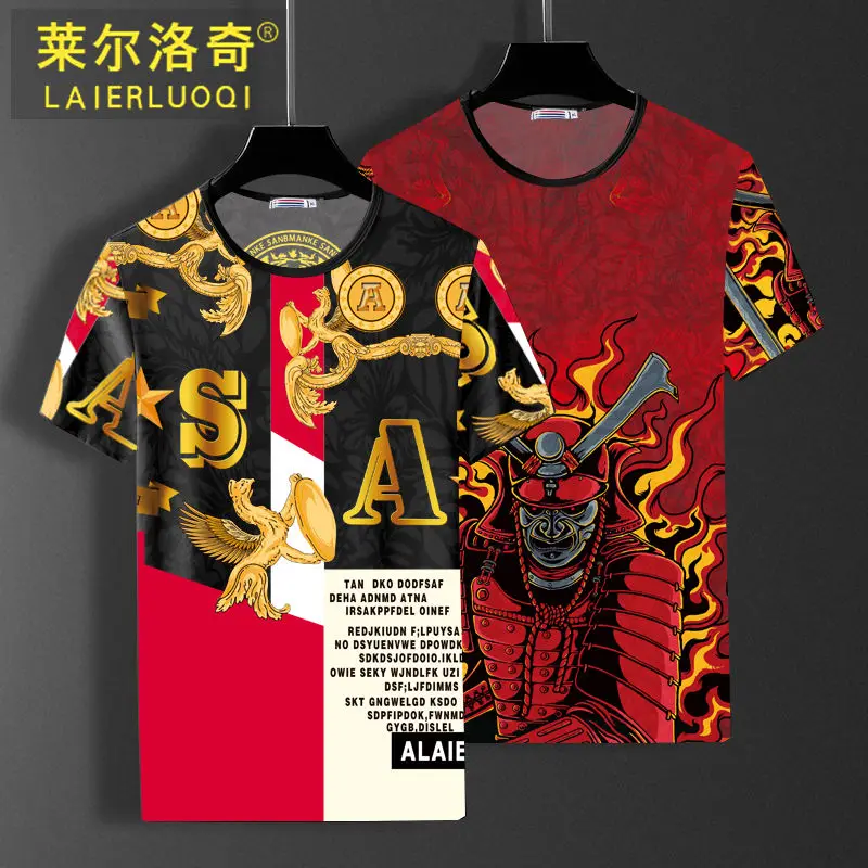 

Chao brand men's men's short sleeve T-shirt men's large size printing Korean slim shirt thin bottoming coat summer new