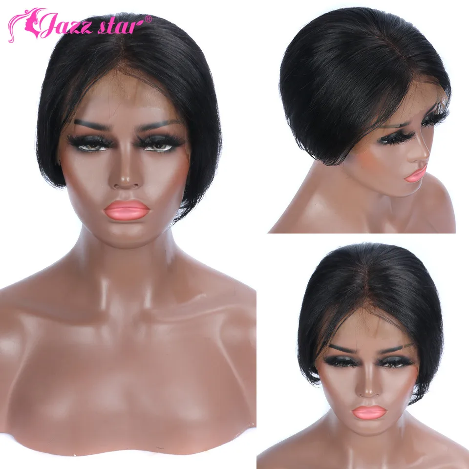 

Brazilian Straight Pixie Cut Wig Human Hair13x4 Lace Front Human Hair Wigs for Women Short Wig Middle Part Non-Remy Jazz Star