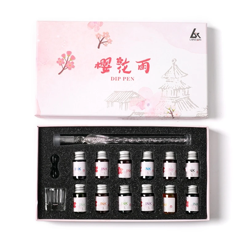 

Crystal Starry Sky Glass Ink Pen Glass Dip Pen For Writing Fountain Pen Set Gift 4X7E