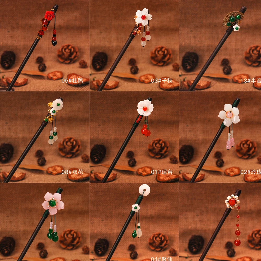 Vintage Chinese Style Hanfu Hair Stick Women Wood Glaze Fork Chopsticks Hairpin Woman Jewelry Clip Accessories |