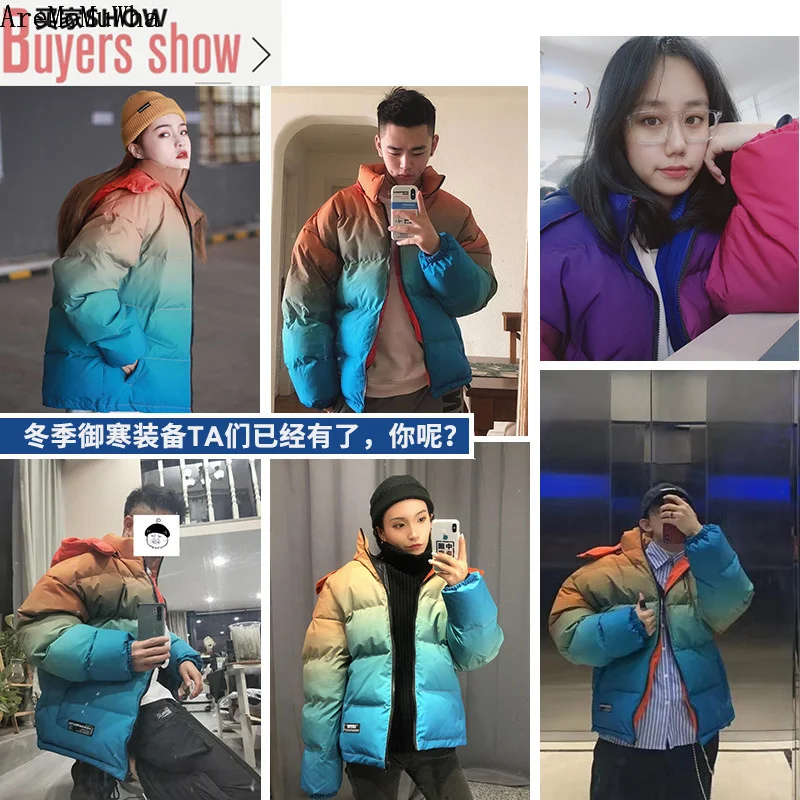 Gradient Cotton Clothing Men's National Tide Brand Warm Thick Couple Clothing Bread Jacket Cotton Jacket CoatMwinter Clothing