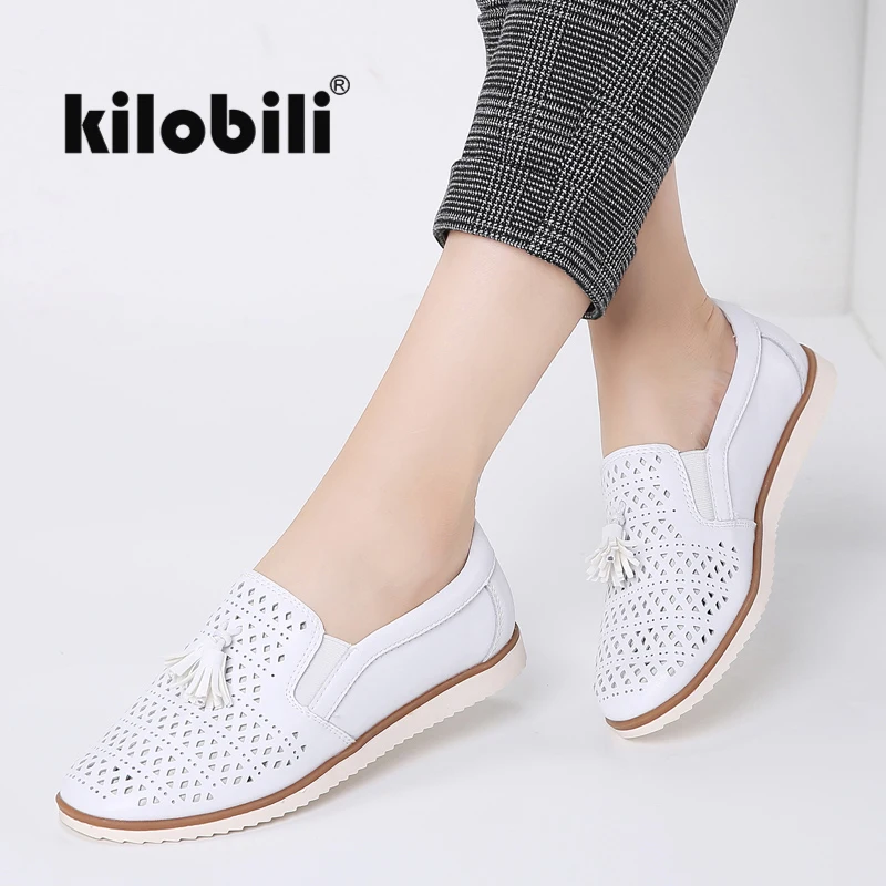 Kilobili/Женская обувь на плоской подошве; слипоны из натуральной кожи; тапочки плоские туфли; женские лоферы на плоской подошве; оксфорды; однотонная женская обувь на плоской подошве